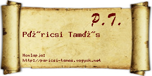 Páricsi Tamás névjegykártya