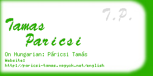 tamas paricsi business card